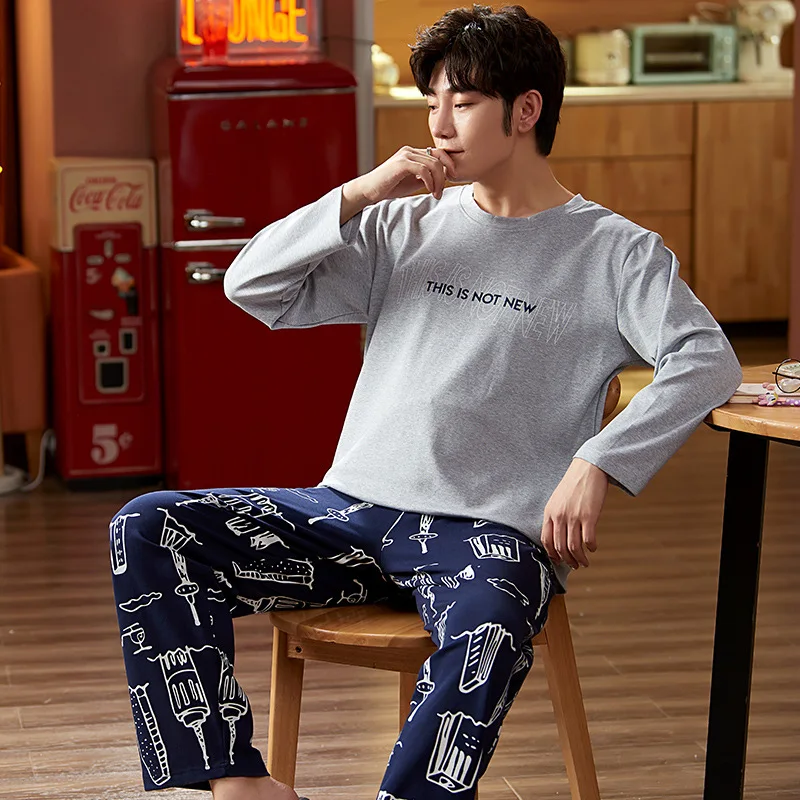 

New Leisure Wear Cotton Pajamas Leisure Long-sleeved Nuisette Femme Pijamas Hombre Pijama Masculino Ensemble Homme