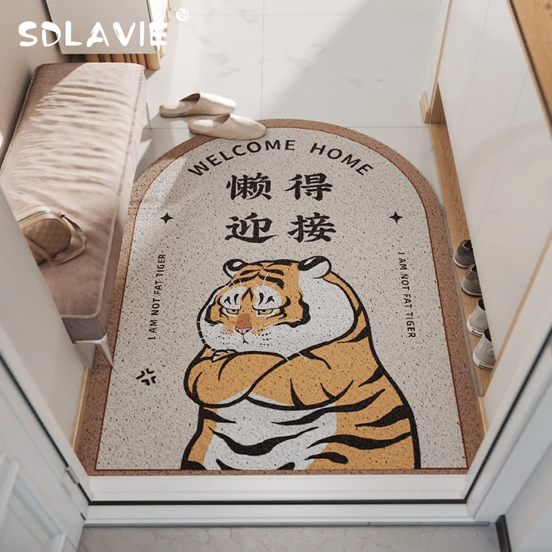 

Коврик дверной домашний, нескользящий ковер из ПВХ с тигром и шелковой петлей, для входных комнат, гостиной, спальни, ванной