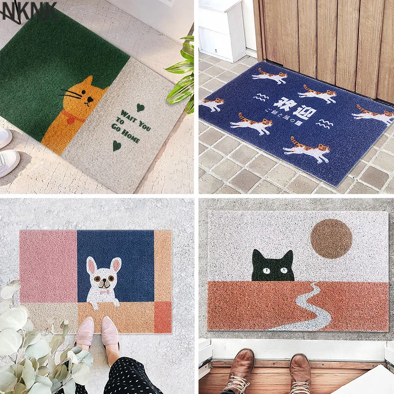 

PVC Door Mats for Indoor Outdoor Waterproof Ant-Slip Bathroom Kitchen Area Rugs and Carpets Cartoon Cats Dogs Entrance Doormat