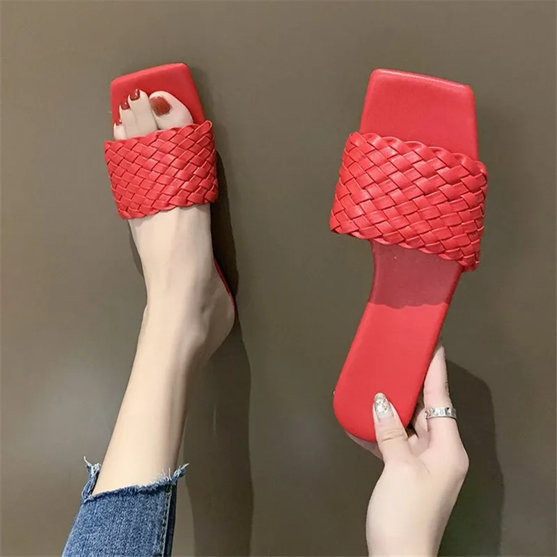 

New Brand Design Women Slipper Weave Fabric Women Summer Beach Slides Outdoor Flip Flops Open Toe Flat Slipper Drop Ship