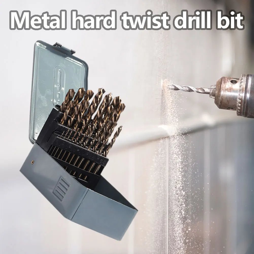 

19/25pcs HSS Twist Drill Bit Set High Speed Steel Straight Shank M35 Cobalt Drill Bits for Stainless Steel Wood Metal Drilling