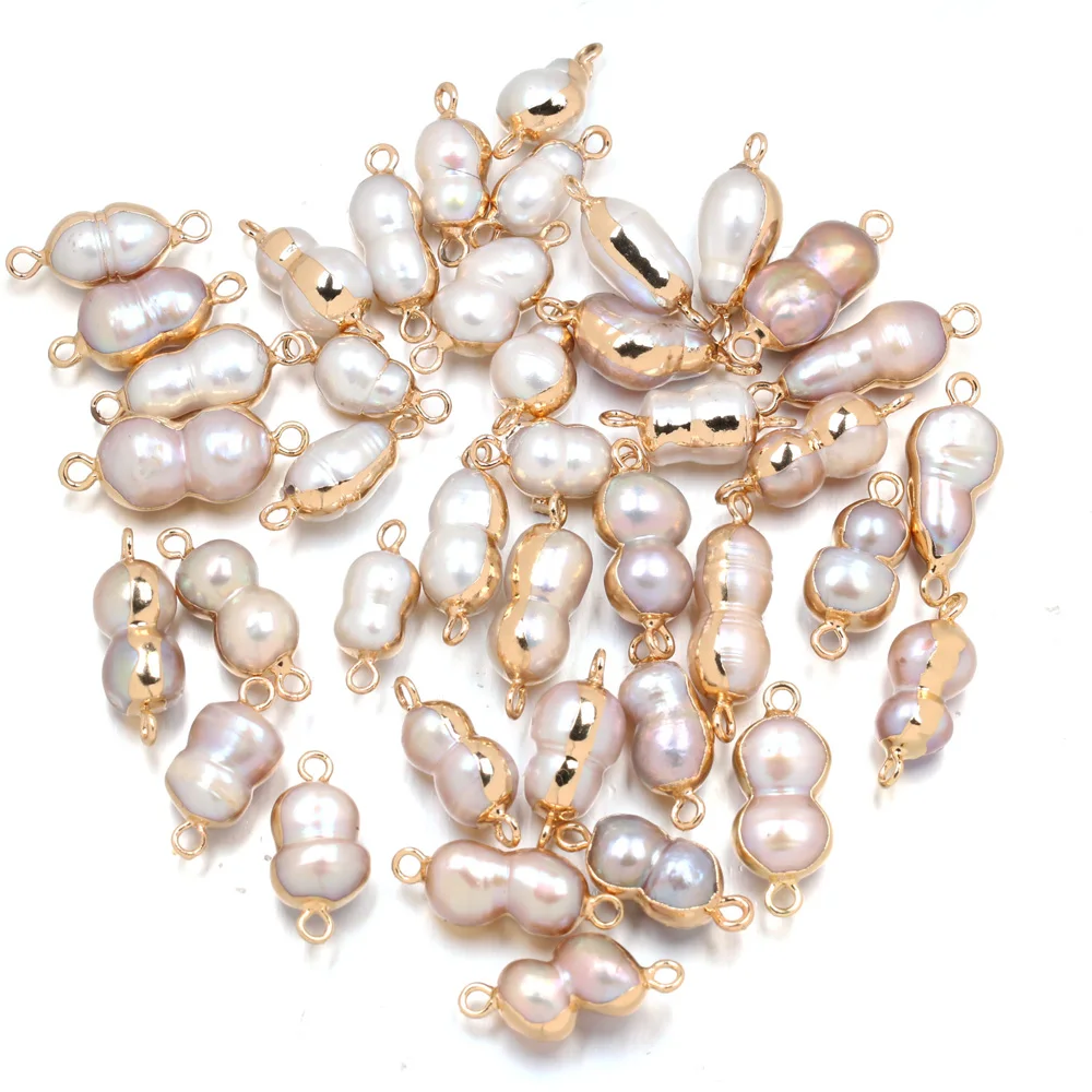 

1pc Calabash Shaped Phnom Penh White Purple Freshwater Pearl Pendant Simple DIY Jewelry Gift Size 12x22mm