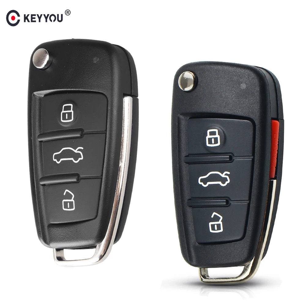 Ключ брелок KEYYOU 3/4 кнопочный складной для Audi A6L Q7 A2 A3 A4 A6 A8 TT 2008 2009 2010 2011|Ключ от авто|
