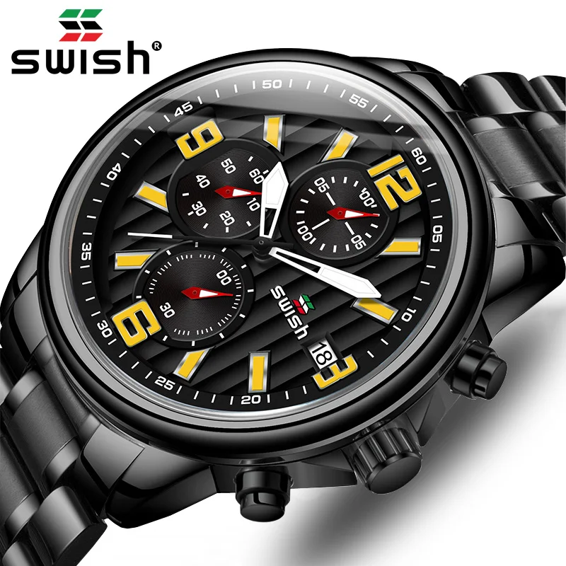 Часы наручные SWISH Мужские кварцевые брендовые Роскошные деловые