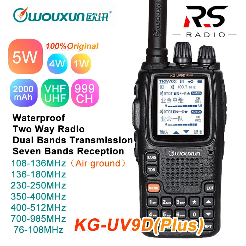 Wouxun KG-UV9D Plus Walkie Talkie CB радиостанция приемопередатчик многодиапазонный Воздушный диапазон частоты 108-136 МГц полицейский 350-390 МГц UV-9R