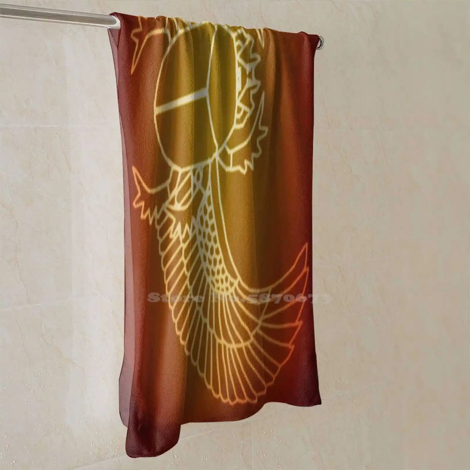 Glow Red Scarab Soft Comfortable Bath Towel Outdoor Egyptian Egypt Insect Bug Symbol Gold Scarfe Magic Magick |