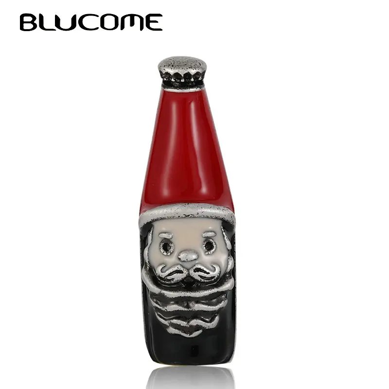 Мужской/женский значок Blucome Черный винтажный в форме бутылки с пивом украшенный