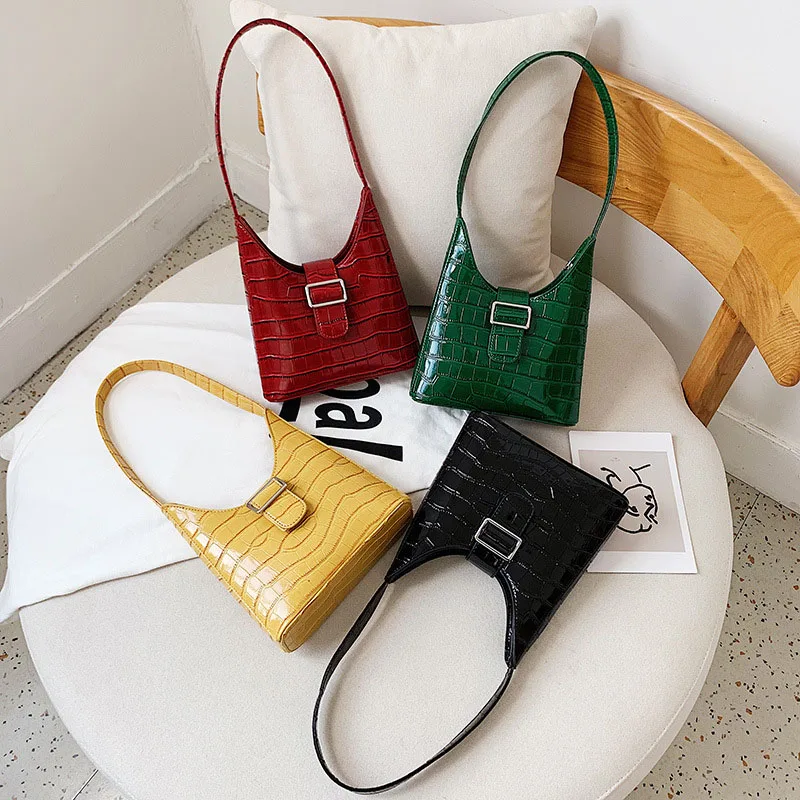 2019 маленькие сумки на плечо для женщин сумка багет из крокодиловой кожи