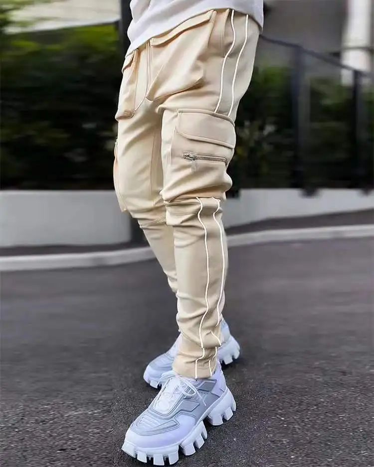 

2021 Spring And Autumn New Hot Sale Men's Fashion Trend Hip Hop Zipper Design High Street Outdoor Casual Running Sports Pants