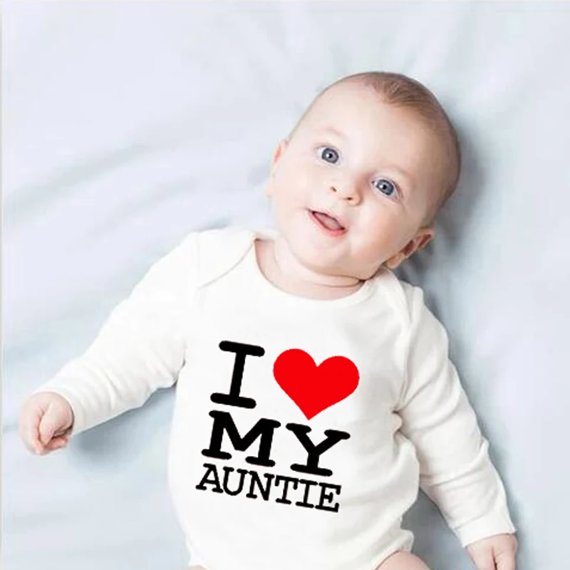 Детское боди с принтом I Love My Auntie милое длинным рукавом для маленьких мальчиков