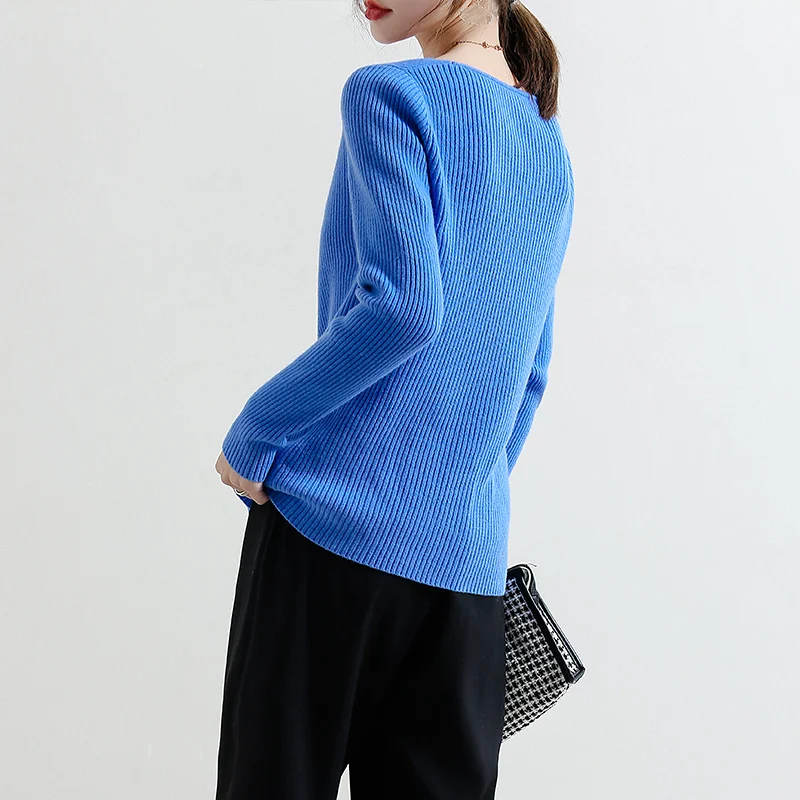 

High-End 100% Cashmere Wool Women Elasticity V-Neck Cardigan Sweater 2021 Spring Autumn Warm Girl Clothes Soft knitted16 Colors