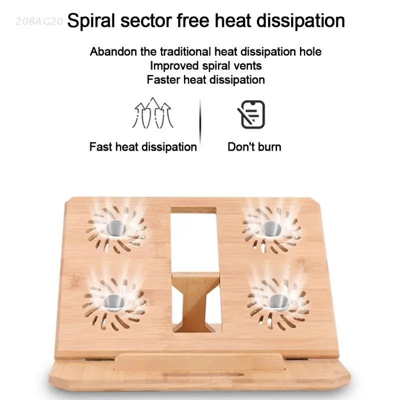 

Portable Bamboo Cooling Laptop Holder Desktop Pad Bracket Riser for Tablets Computer Notebook Laptop Stand