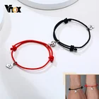 Vnox персонализированные выгравировать привлекают Парные браслеты для женщин и мужчин, красные, черные веревки на длинной цепочке, расстояние Пользовательские Любовь Подарки Ювелирные Изделия