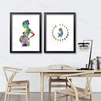pregnant woman pictures canvas painting doctor obstetrician gift embryo development watercolor art posters and prints wall decor