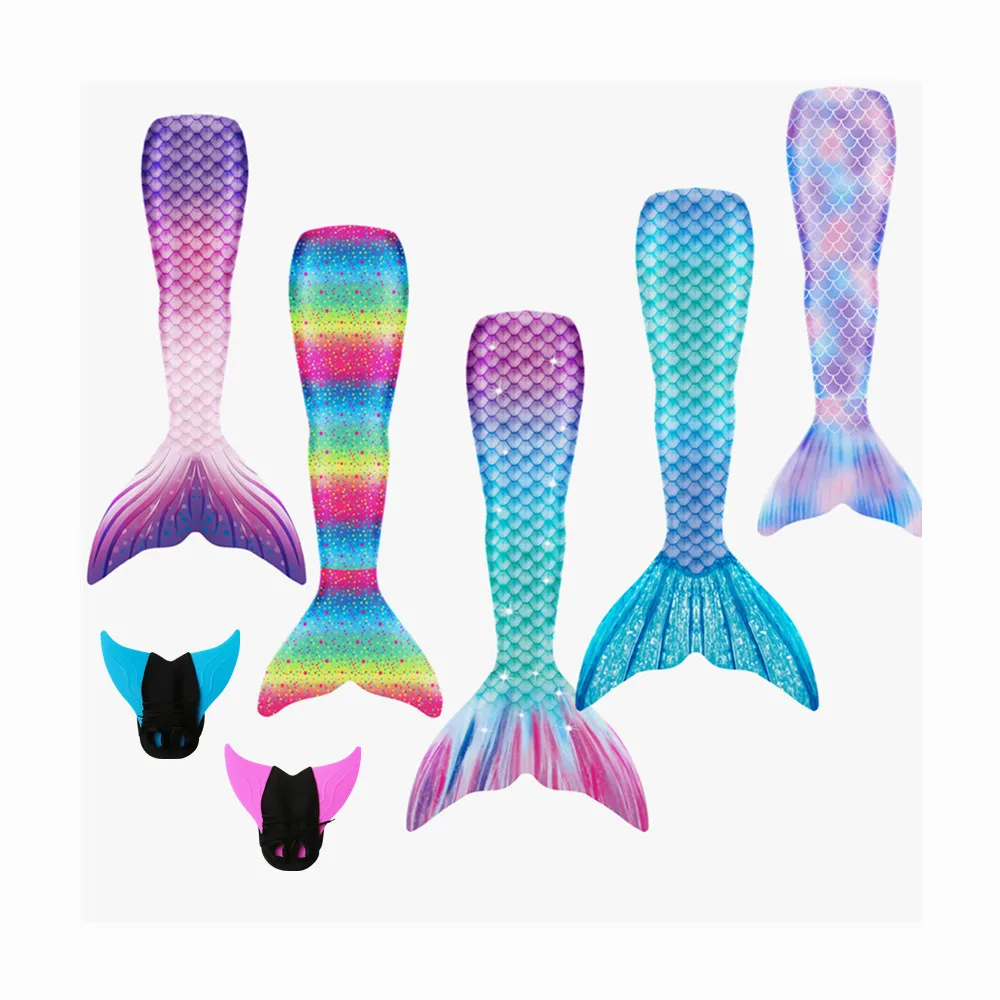 

2019 New Kids Adult Mermaid tails with monofin For Summer Swimming Mermaid Suit with Flipper Swimmable Costume
