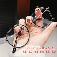 new 2021 women men fashion round myopia glasses oversized eyeglasses frames students metal diopters reading glasses 1 0 to 6 0