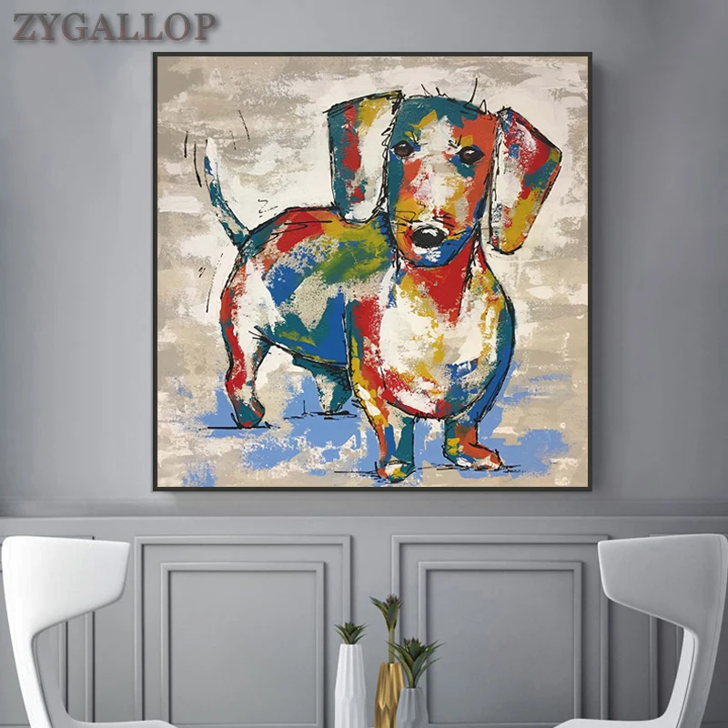 

ZYGALLOP Dachshund Graffiti Canvas Paintings Abstract Dog Art Prints Poster Modern Bedroom Wall Painting Kids Room Decor Cuadros