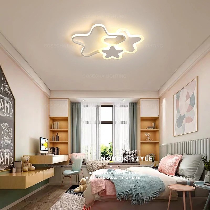 Потолочный светодиодный светильник в виде розовой звезды с регулируемой