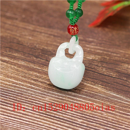3D резной натуральный Изумрудный нефритовый замок Ruyi кулон бусы ожерелье Шарм