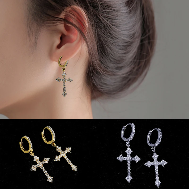 

Stylish Arrow Cross Drop Earrings for Women/Men Dazzling Crystal Zircon Hip Hop Party Female/Male Fashion Earrings Jewelry Studs