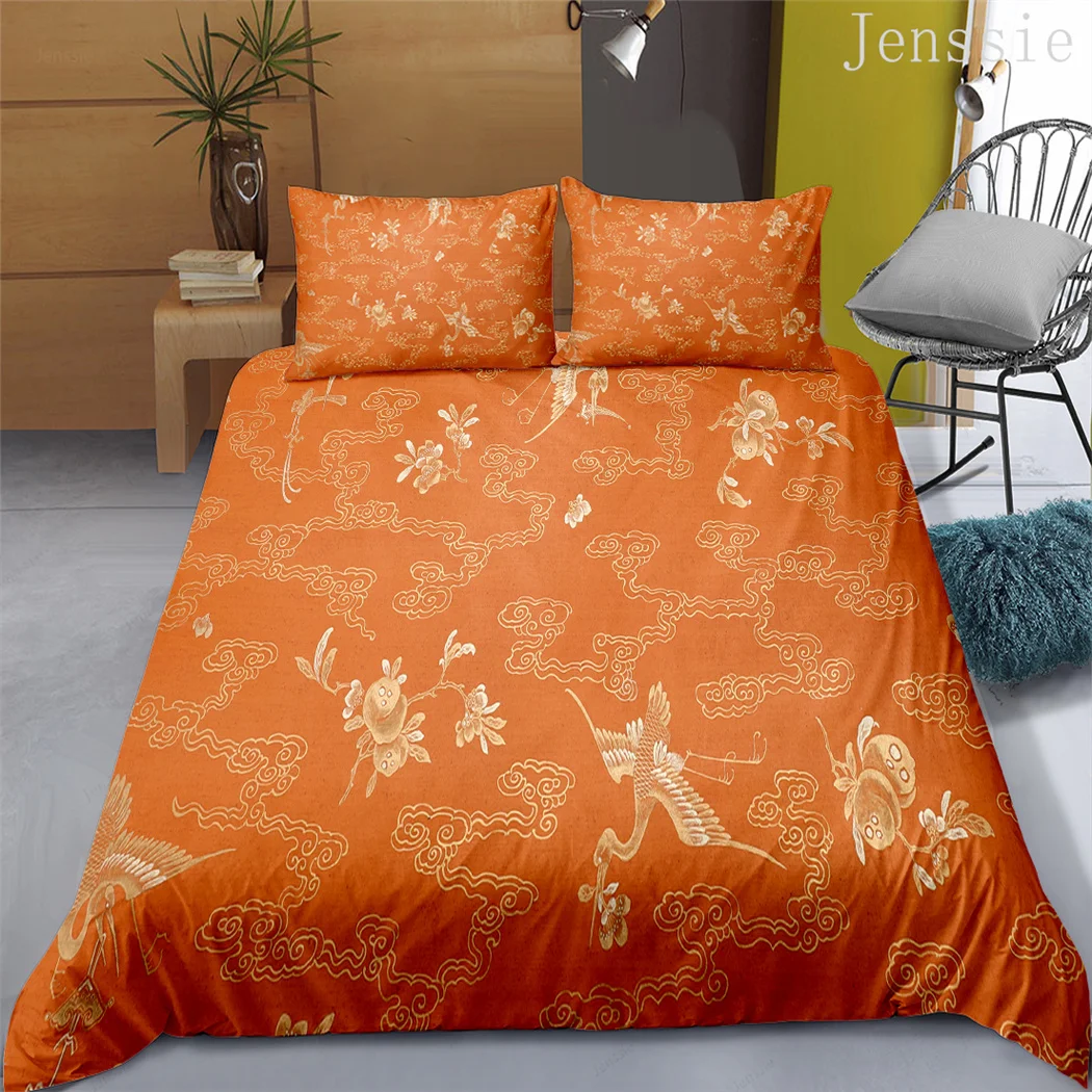Комплект постельного белья в китайском стиле с 3D принтом пододеяльник имитацией