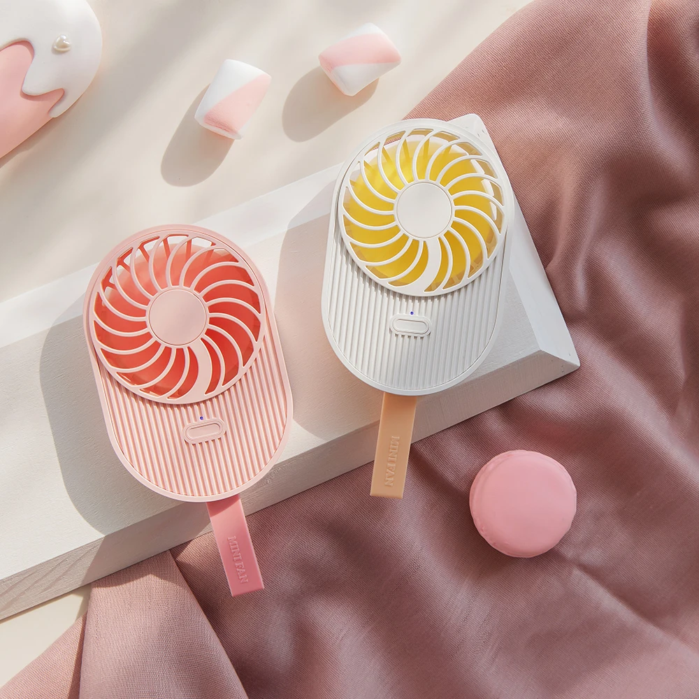 Portable Air Fan Cute ice cream Handheld USB Rechargeable Fans LED Light Cooling Mini Ventilador 800mAh battery Desktop gift | Бытовая