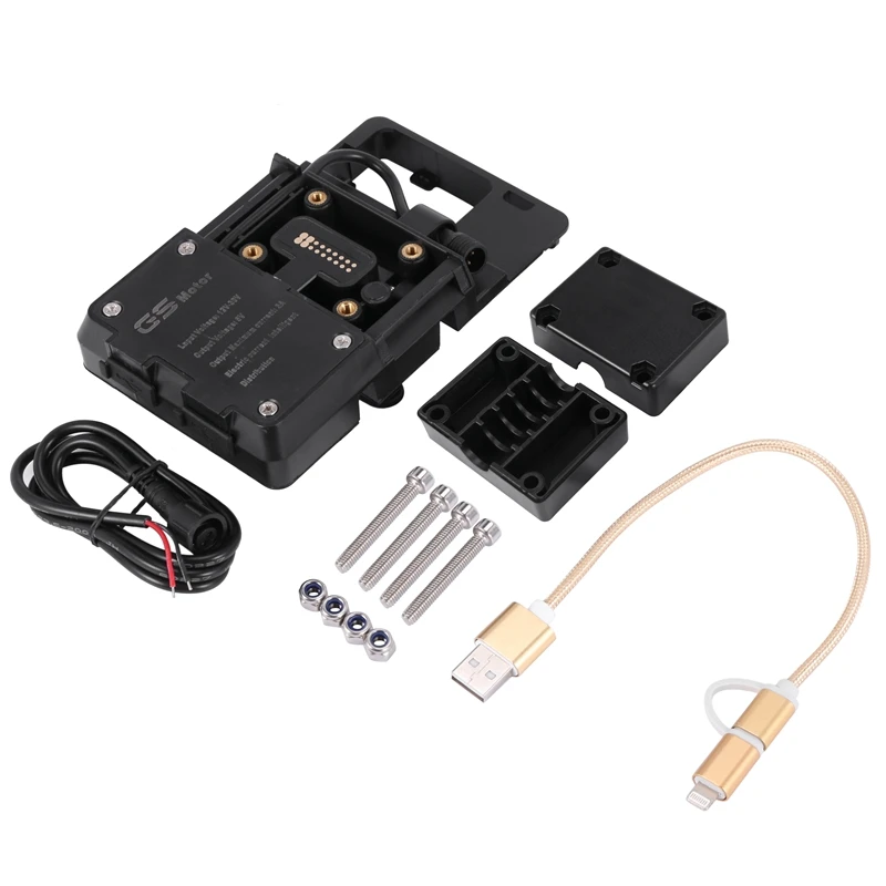 

Motorcycle Navigation Bracket ABS, Mobile Phone Usb Charging Black Mount for Bmw R1200Gs F800Gs Adv F700Gs R1250Gs Crf 1000L F75