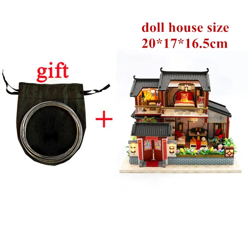 Q doll house 3D Деревянный Кукольный дом Вилла мебель DIY Миниатюрная модель светодиодный светильник 3D Деревянный кукольный домик рождественские подарки игрушки для детей - Цвет: Q doll house