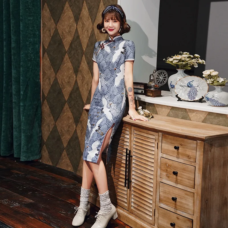 Китайское платье Qipao Ao Dai восточное чонсам вьетнамское винтажное женское
