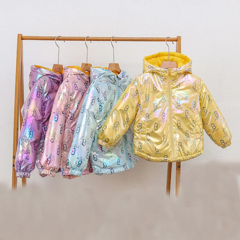 

Baby Girls Jacket Kids Winter Waterproof Printing Fashion Coat Boys Girls Hooded Outerwear Teens Warm Thick Zipper Down Jackets
