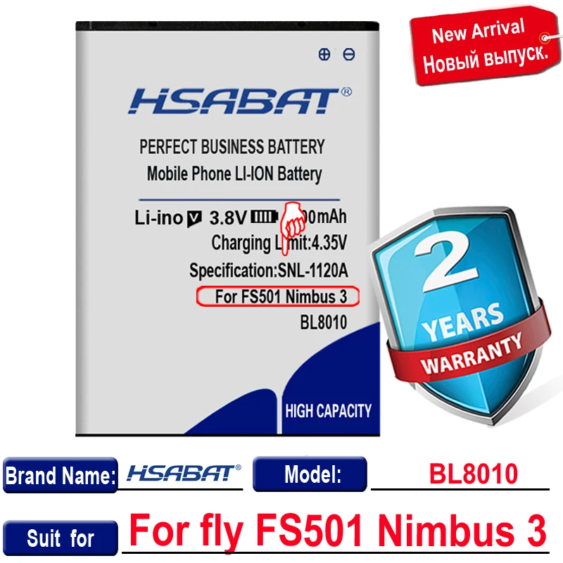 Аккумулятор HSABAT BL8010 3900 мАч для Fly FS501 BL 8010 Nimbus 3|battery for|battery for flybattery 2500mah |