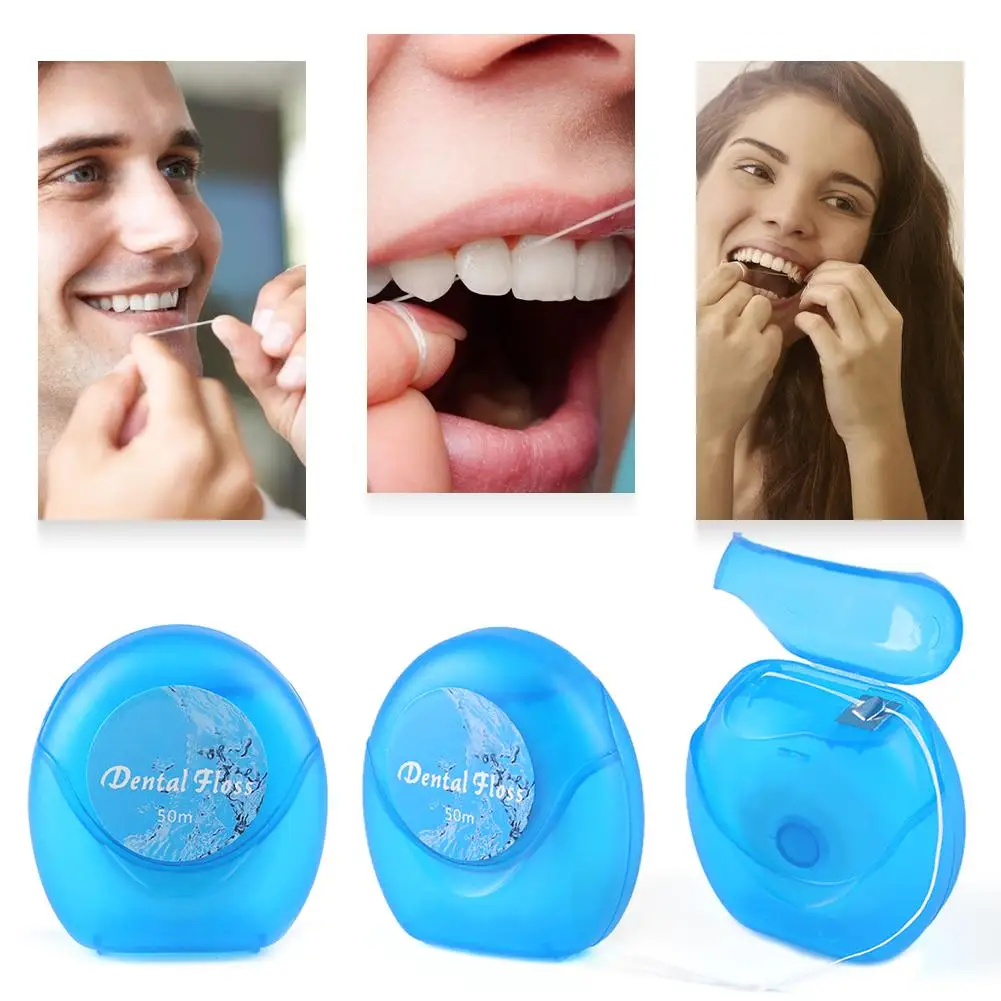 

50M Portable Dental Floss Oral Care Tooth Cleaner With Box Health Hygiene Oral Care Interdental Floss Toothpicks Wire Line