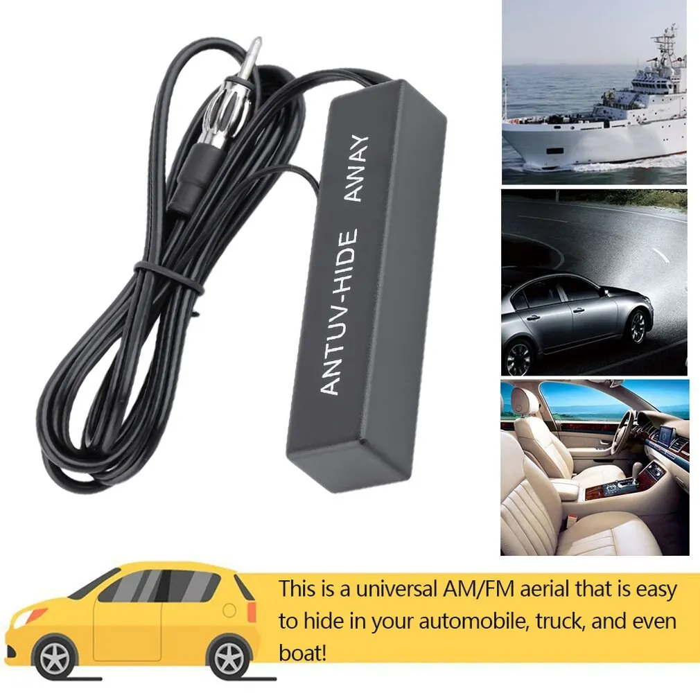

1Pc High Gain AM/FM Universal Replacement Car Auto Amplified Hide-Away Aerial Radio TV Signal Reception Amplifier Amp Booster