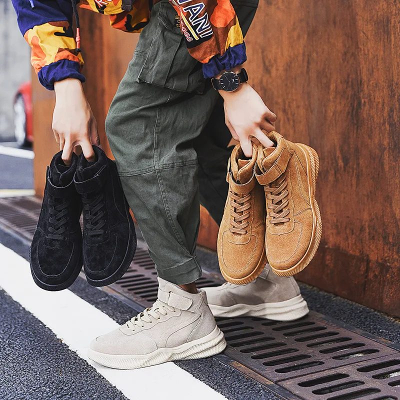 Мужские полусапоги с высоким берцем ботинки 2019 Новая Осенняя замшевая обувь