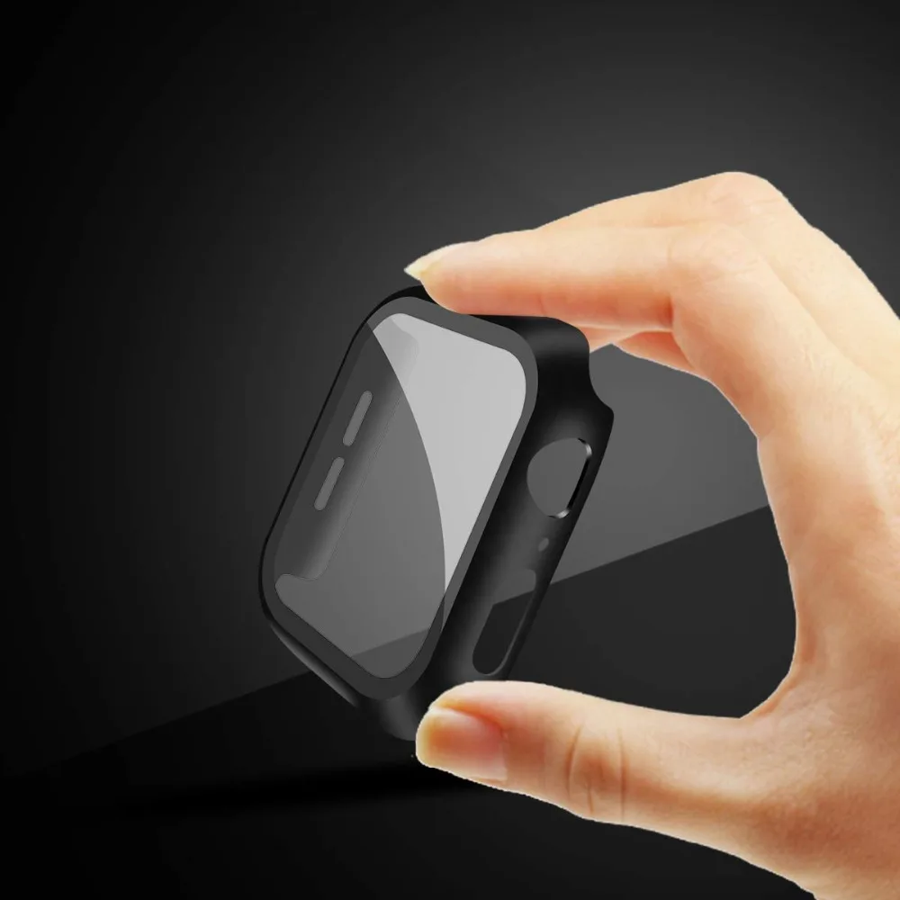 Чехол+ закаленное стекло для Apple Watch, 40 мм, 44 мм, серия 5, 4, защита для экрана, чехол-бампер для iwatch, серия 3, 2, 1, 38 мм, 42 мм