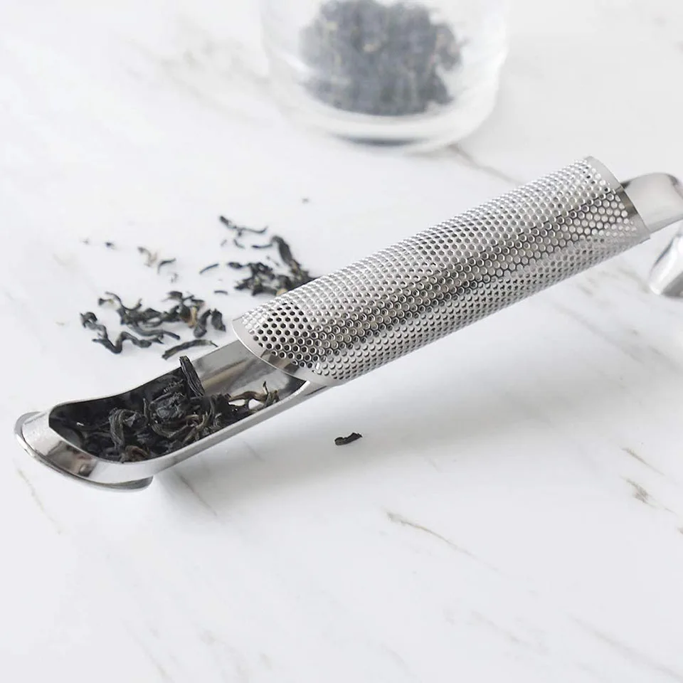 

Stainless Steel Mobile Loose Leaf Tea Spoon British Tea Strainer Cylindrical Mesh Long Handle Tea Filter