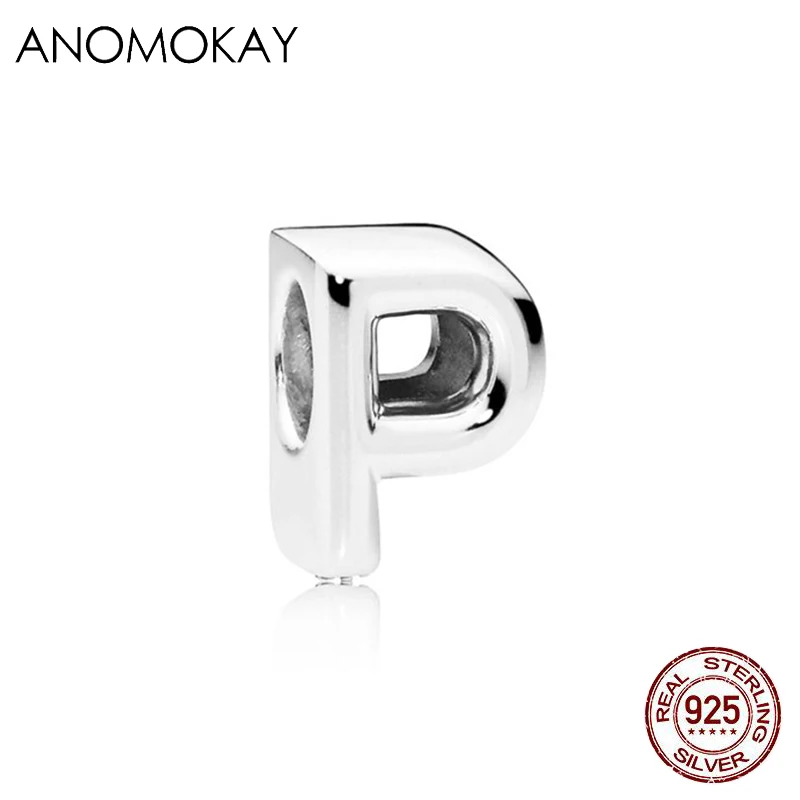 ANOMOKAY, новинка, 925 пробы, серебро, от A до Z, классика, 26 букв, бусины, амулеты, подходят для браслетов Pandora, сделай сам, изготовление ювелирных изделий