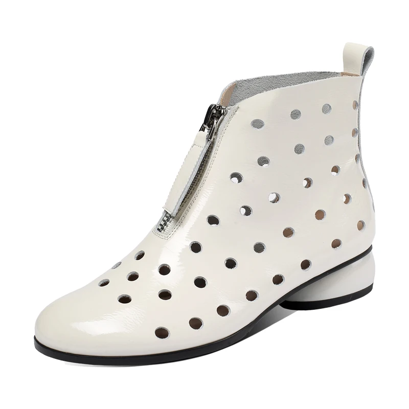 Женские ботильоны с перфорацией повседневные Мягкие ботинки из натуральной кожи