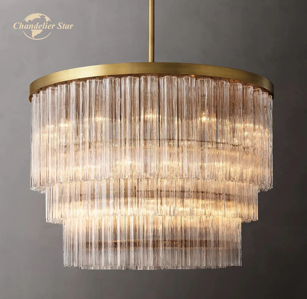 

Cielo Round Chandeliers Retro Metal Brass Chrome Black Glass LED Pendant Lights Fixture Bedroom Living Room Indoor Lighting