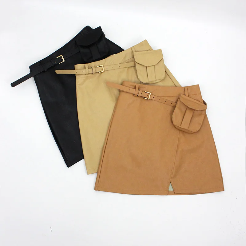 Женские зимние юбки с поясом поясная сумка на молнии Высокая талия линия из