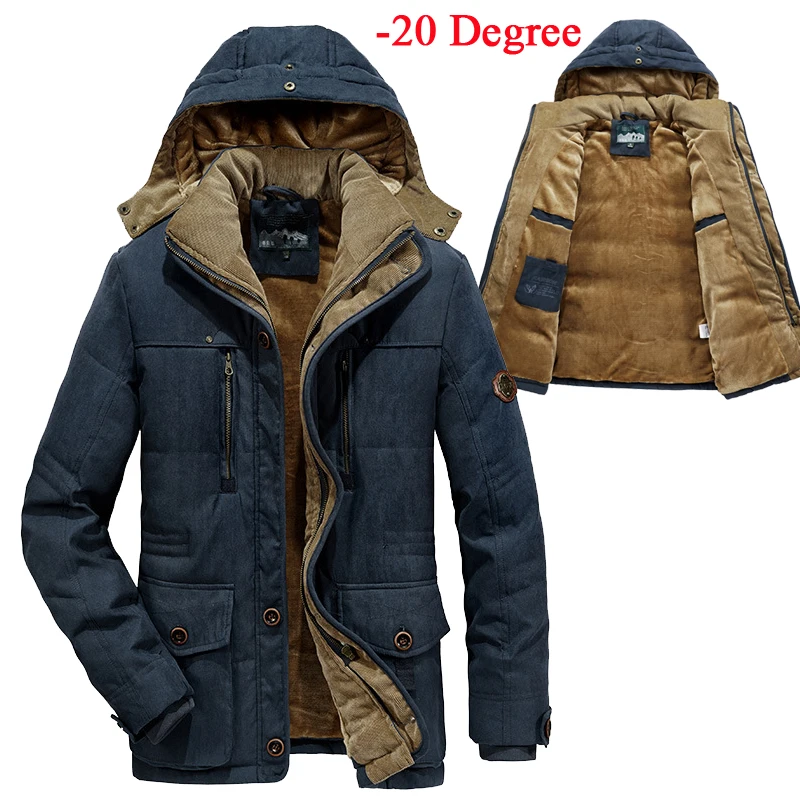 

-20 Degree Winter Jacket Men Parkas Coat Male Thicken Coat Military Jacket Hooded Collar Warm Mens Parkas Plus Size 6XL 7XL