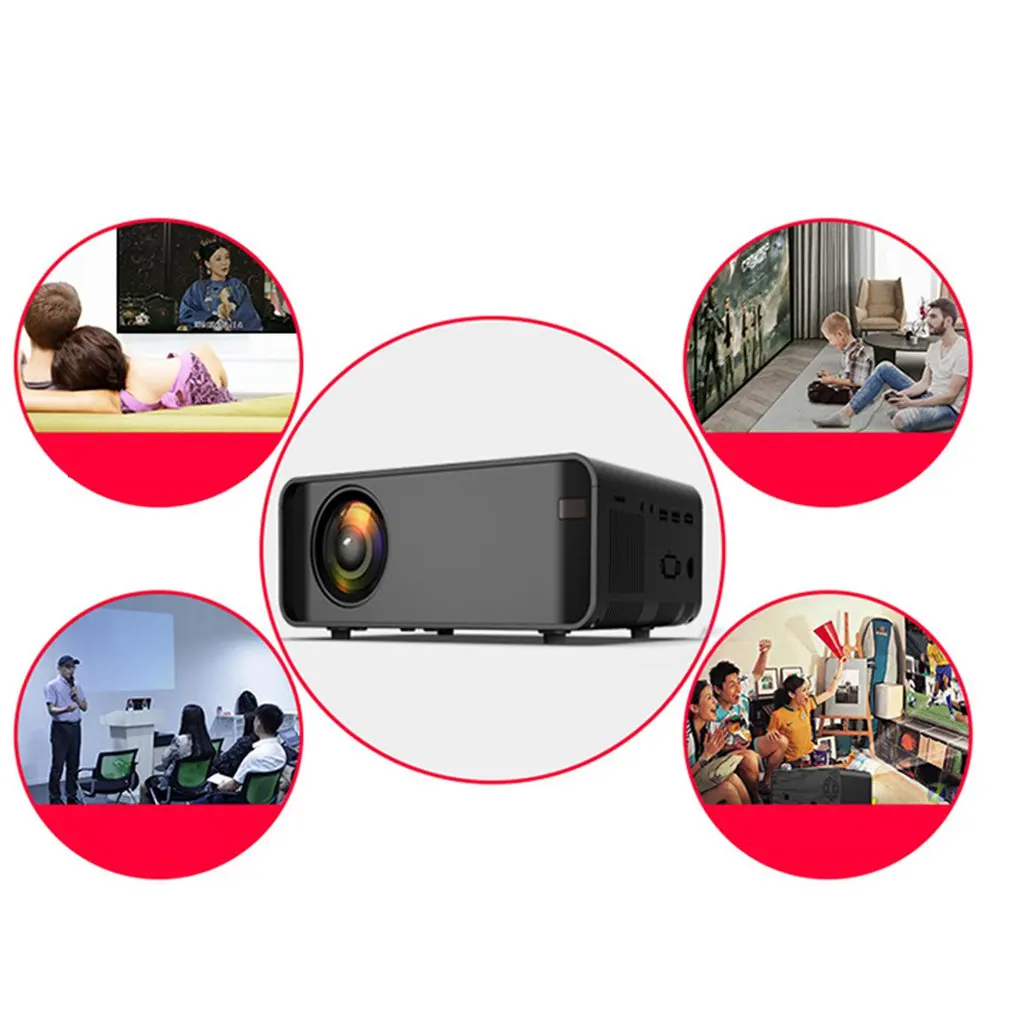 Black Portable Projector High Definition 1080p Mobile Phone Wifi Wireless Same Screen Home Theater Video | Компьютеры и офис