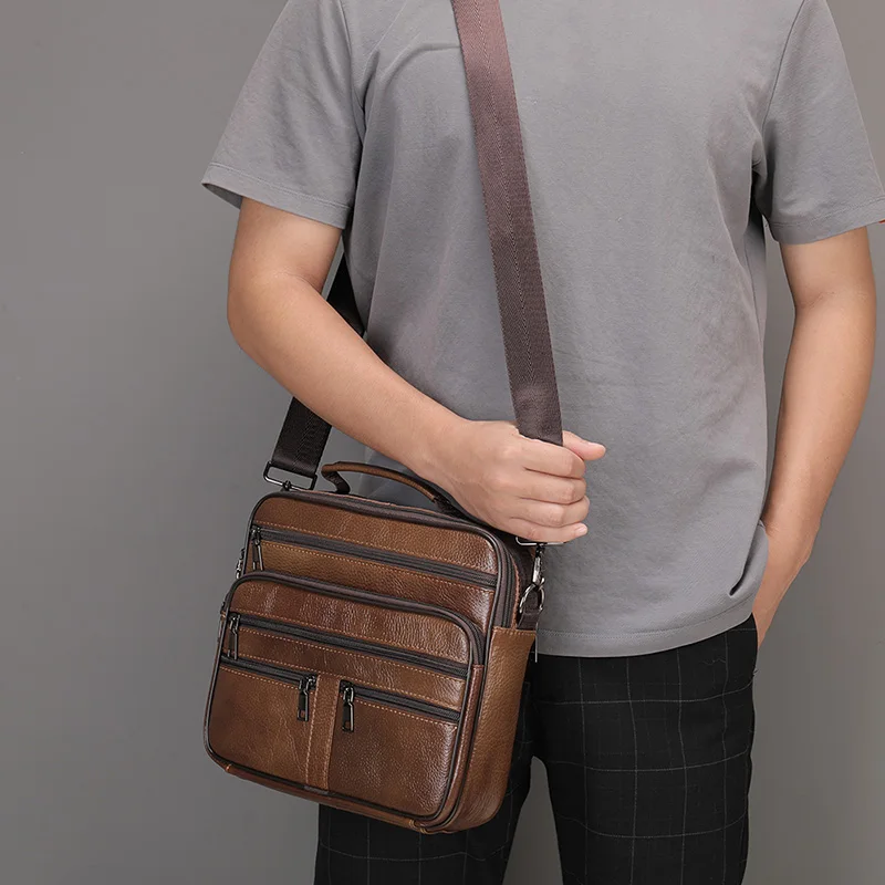 WESTAL Men's Shoulder Bag Genuine Leather Casual Crossbody Bags for Men Top-handle Bags for Men Messenger Bag Male Handbag