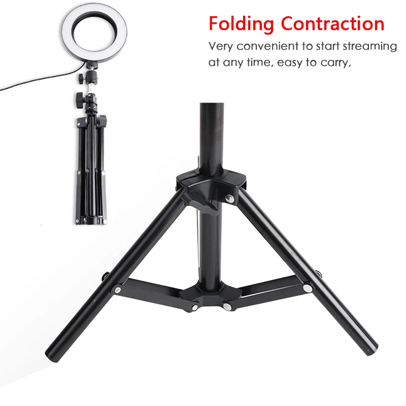 Светодиодный кольцевой светильник для селфи 16 см с регулируемой яркостью камеры