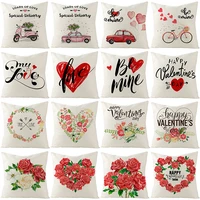 rose flower gift pillowcases valentines day plaid decoration cushion cover home decoration throw pillow cover sofa pillow cover