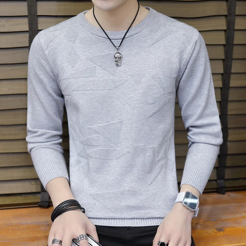 

Autumn Winter Sweater Men Pullover Simple Style Cotton Knitted O Neck Blue Black Sweaters Thin Male Knitwear Plus Size M-3XL