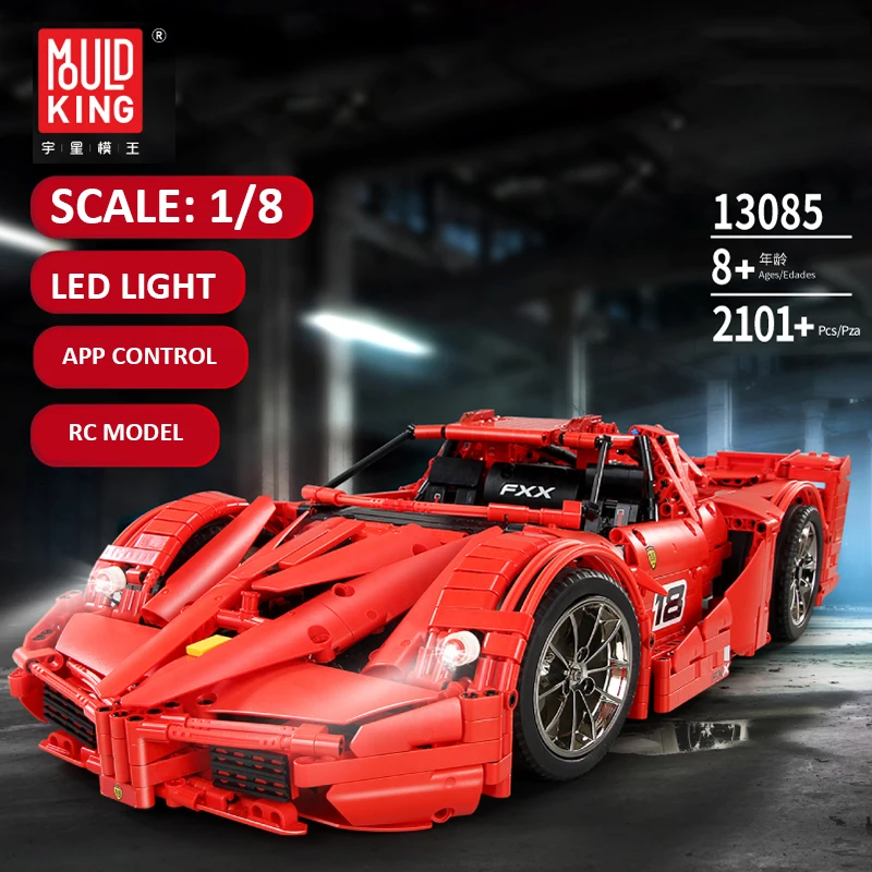 

Mould King Technical Motor Function Car The 1:8 Red FXX Racing Sport Car Set APP RC Car Model Kids Toys Building Blocks DF