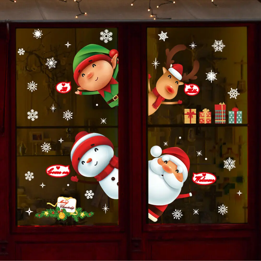 

Christmas Snowman Snowflake Santa Wall Sticker PVC Kids Window Door Decals #4
