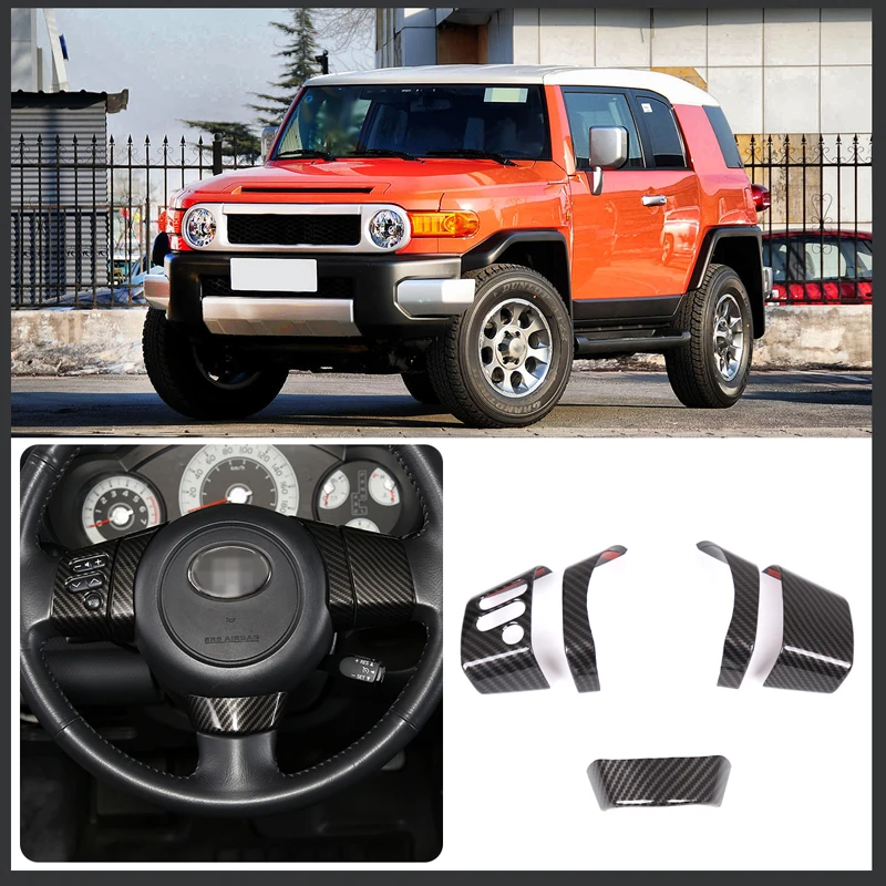 

For 2007-2021 Toyota FJ Cruiser ABS carbon fiber steering wheel button decoration cover sticker interior decoration accessories
