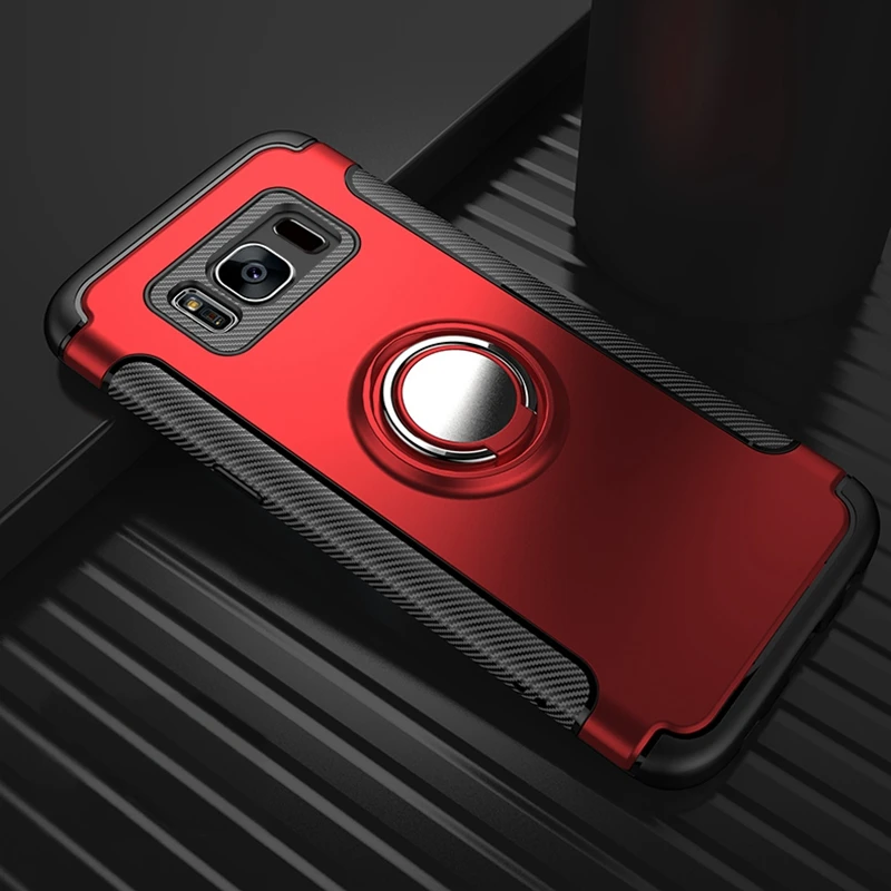 PC + TPU чехол для Samsung Galaxy S10 5G S9 S8 Note 9 8 J4 J6 Plus 2018 J8 J2 Pro кольцо на палец металлический